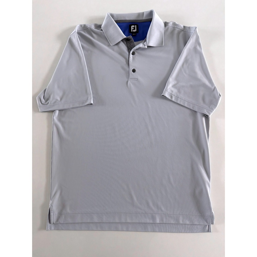 FootJoy Mens Grey Golf Polo Shirt Short Sleeve Size L FJ Logo Activewear